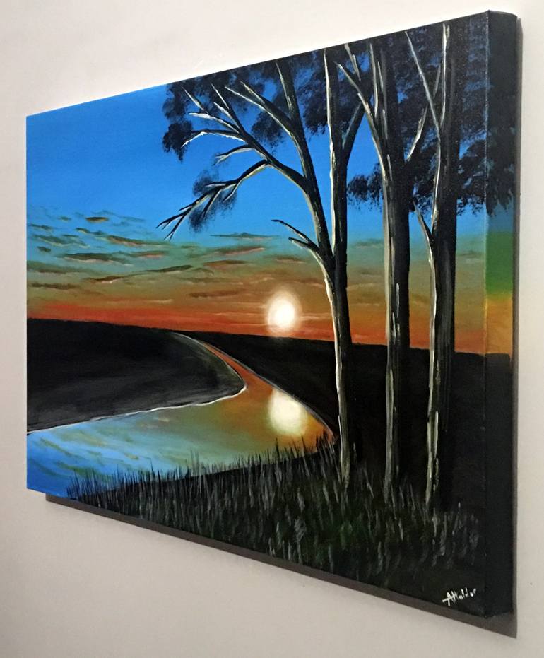 Original Impressionism Landscape Painting by Aisha Haider