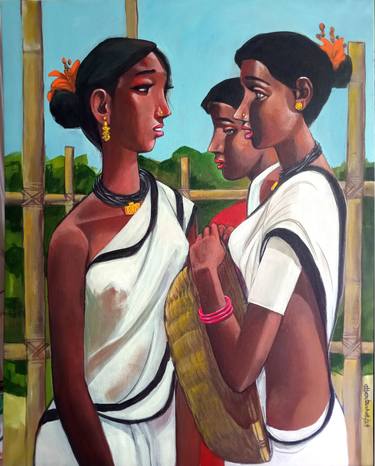 Original Contemporary Rural Life Paintings by Bidya Ashok