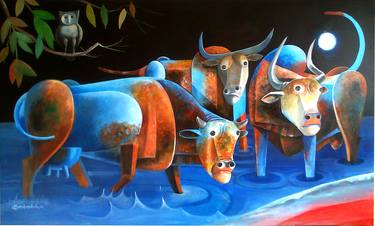 Original Cubism Animal Paintings by Bidya Ashok