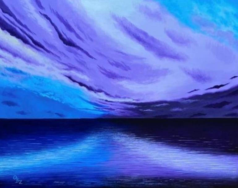 Original Water Painting by Gregg Obodzinski | Contemporary Art on Canvas | Evening on the Lake