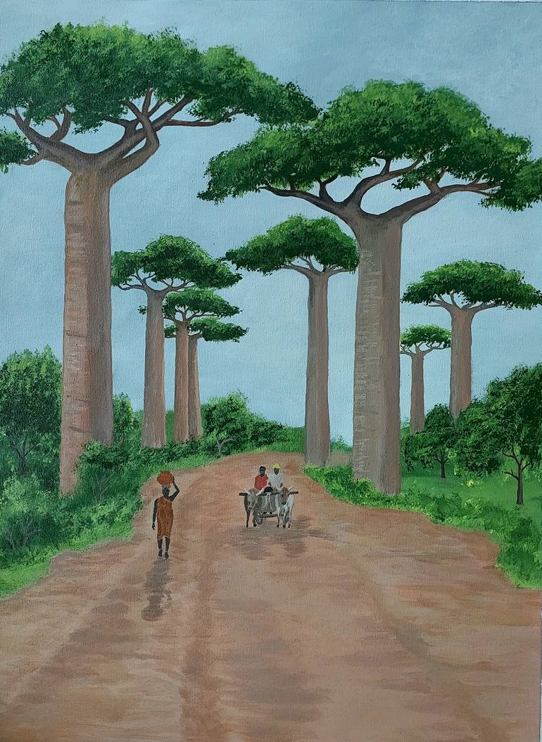 Original Nature Painting by Dhanesh Krishna | Abstract Expressionism Art on Canvas | The beauty of the Baobab tree