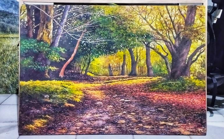 Original Impressionism Nature Painting by Yon Suyono