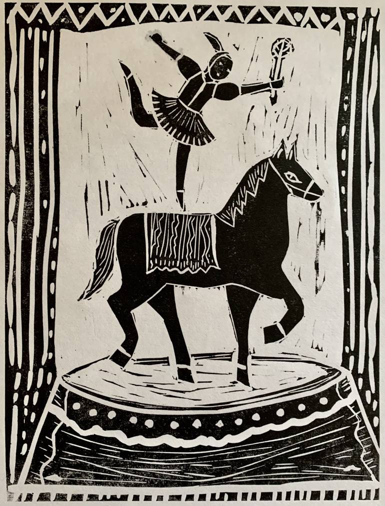 Original Figurative Horse Printmaking by Anne Marie Lepretre