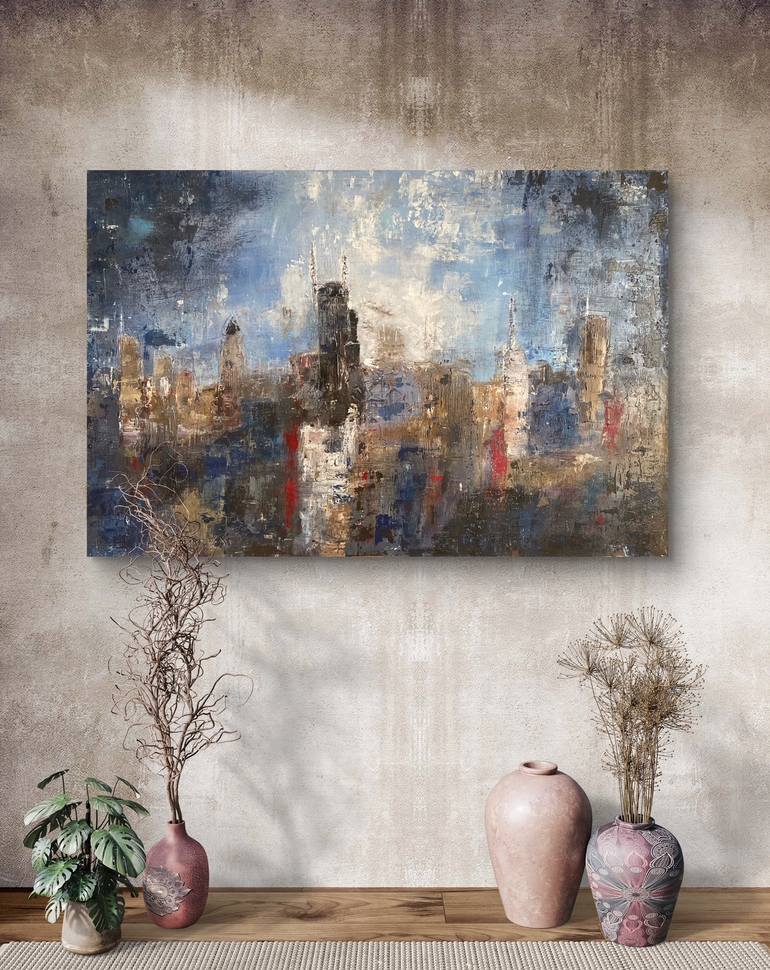 Original Abstract Cities Mixed Media by Nerida Richardson