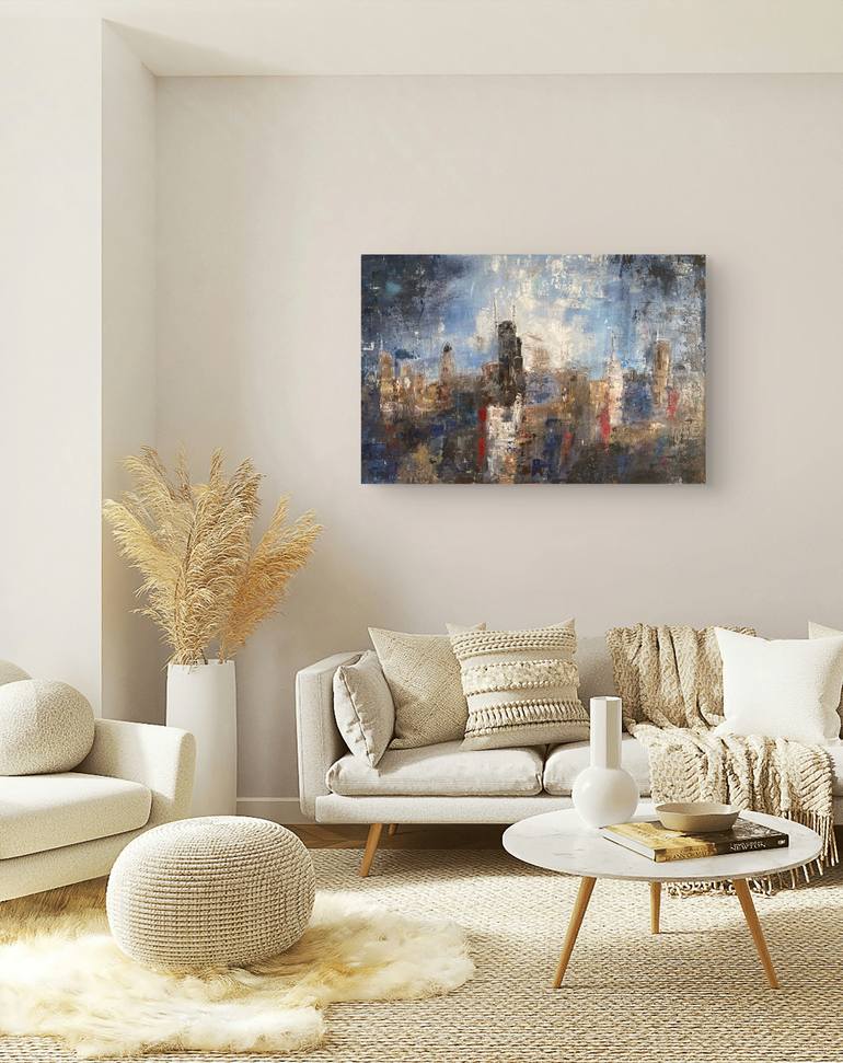 Original Abstract Cities Mixed Media by Nerida Richardson