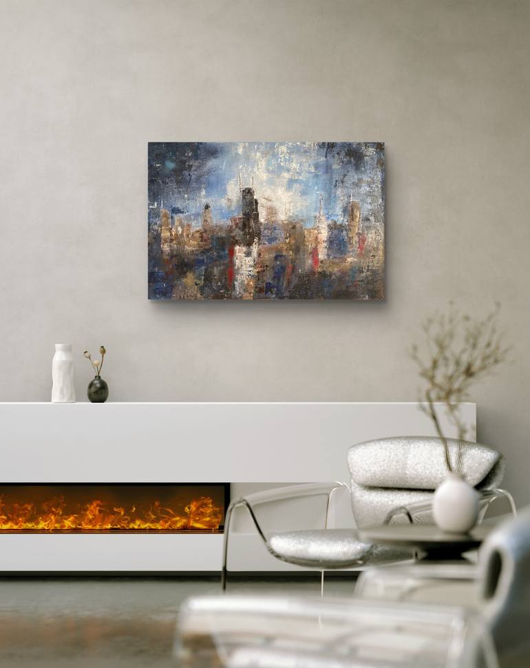 Original Abstract Cities Mixed Media by Nerida Richardson