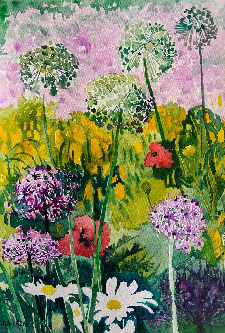 orginal watercolor hand-painted wild flower Original Painting by jia chen