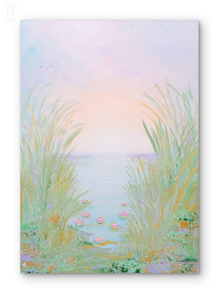Original Landscape Painting by Adriana Nemes | Impressionism Art on Canvas | The lake with water lilies
