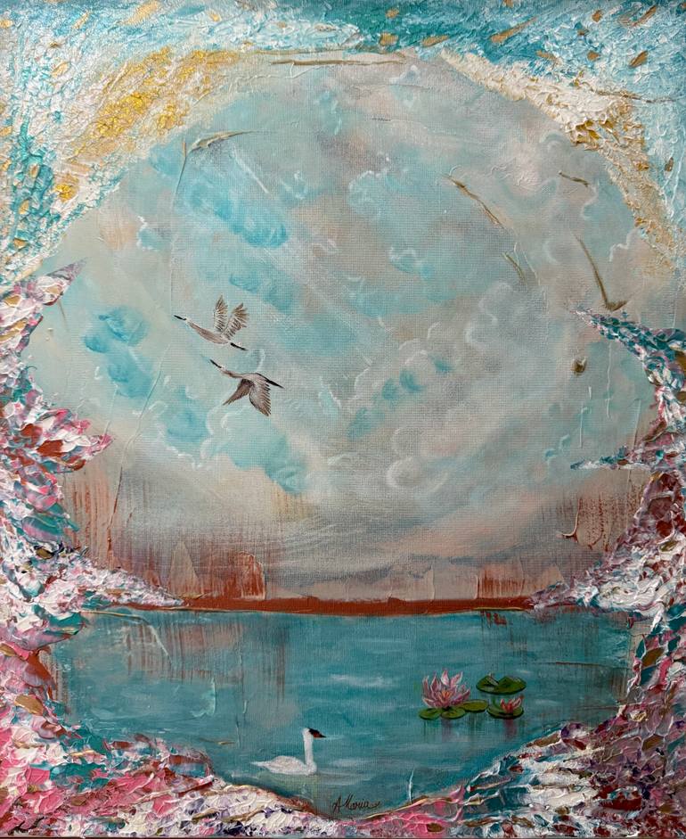 Original Abstract Painting by Ana Maria Ionescu | Abstract Expressionism Art on Canvas | The Lake Of Forgotten Dreams