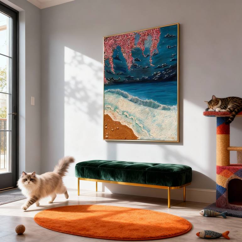 Original Abstract Beach Painting by Ana Maria Ionescu