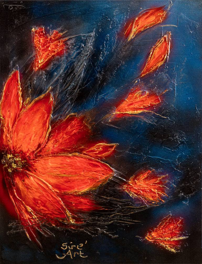 Original Abstract Mixed Media by Siret Pappel | Abstract Art on Acrylic | 'Ode to The Fire' series, titled" Queen Of The Night"