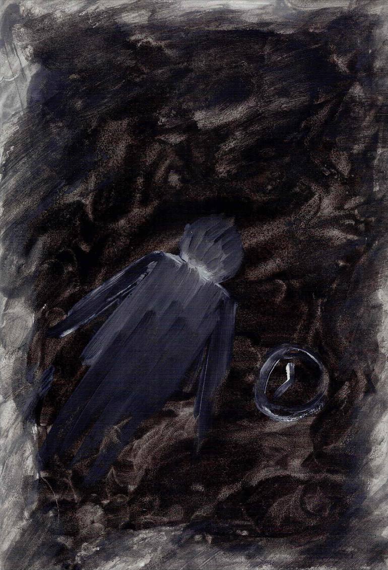 Original Time Painting by Heru Susanto  Abstract Art on Paper  Holding Time