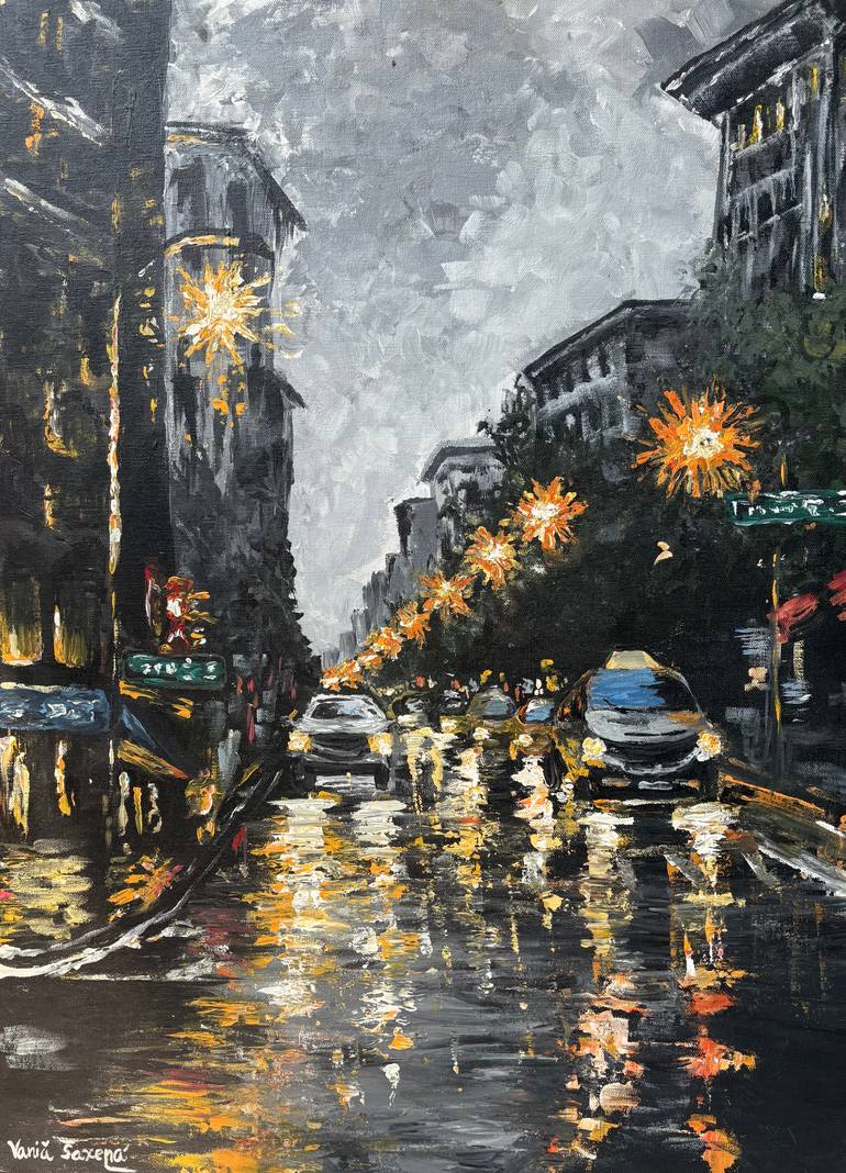 Original Other Painting by Vania Saxena | Expressionism Art on Canvas | Copy of Where the night learns to breathe
