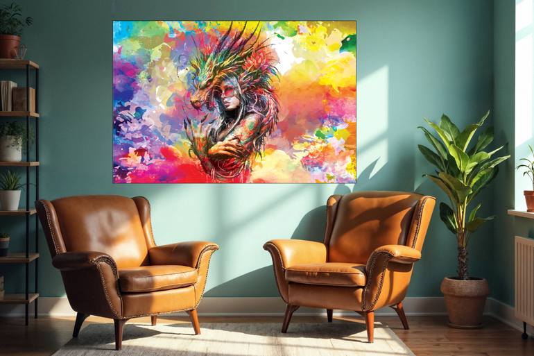 Original Abstract Fantasy Mixed Media by Muzammal Mehmood