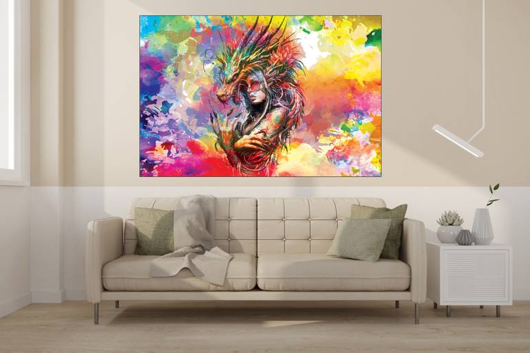 Original Abstract Fantasy Mixed Media by Muzammal Mehmood