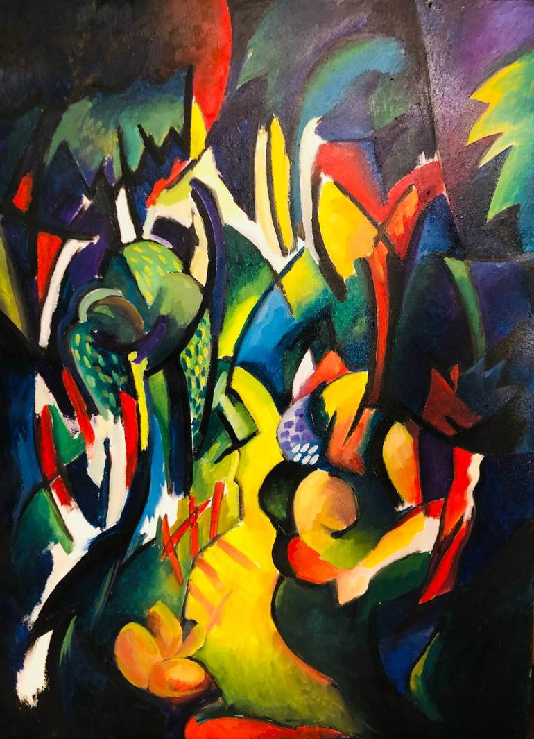 Original Nature Painting by Lucio Bonavolonta | Abstract Art on Canvas | The forest at night