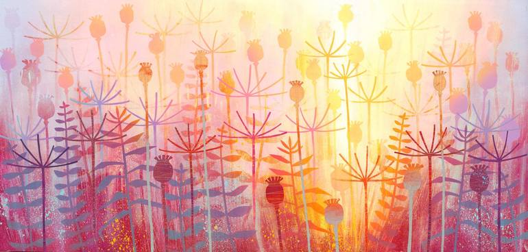 Original Floral Painting by Rebecca Vincent | Impressionism Art on Paper | Harmony in Pink and Gold