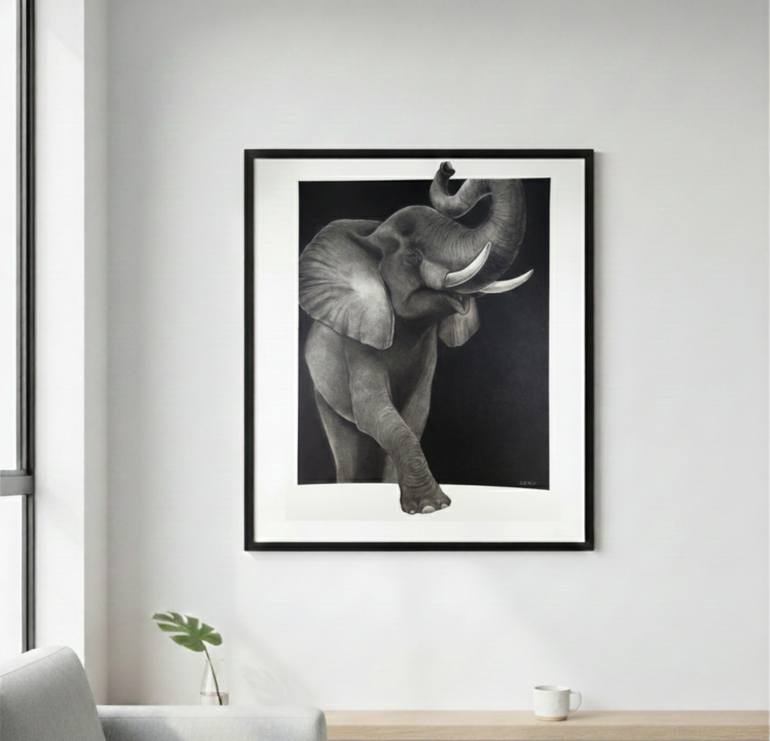 Original Black & White Animal Drawing by Jessmon Joshy