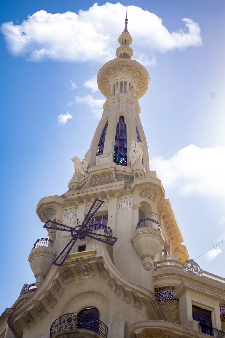 Original Architecture Photography by Carlos Alvarez | Art Nouveau Art on Paper | El Molino Turret: Stained Glass and Mosaic Detail