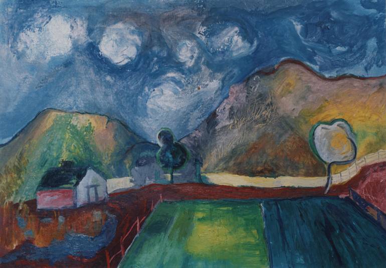 Original Landscape Painting by Sergio Nestor Maslat | Impressionism Art on Other | Camino a Stuttgart / On the way to Stuttgart