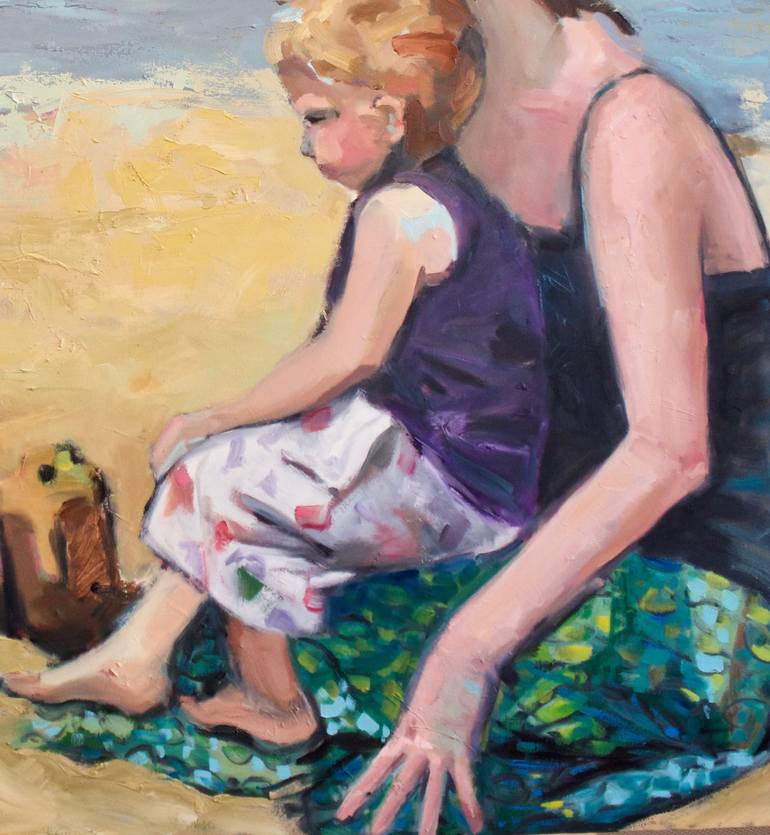 Original Figurative Beach Painting by Fiona Phillips