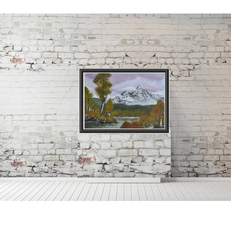 Original Landscape Painting by Kerstin Trabos | Realism Art on Canvas | Landscape a la Bob Ross