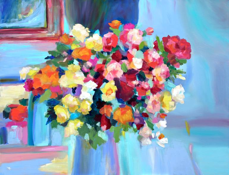 Original Floral Painting by Marina Kozyr | Impressionism Art on Canvas | Field of Expanding Presence - Abstract Flowers Oil