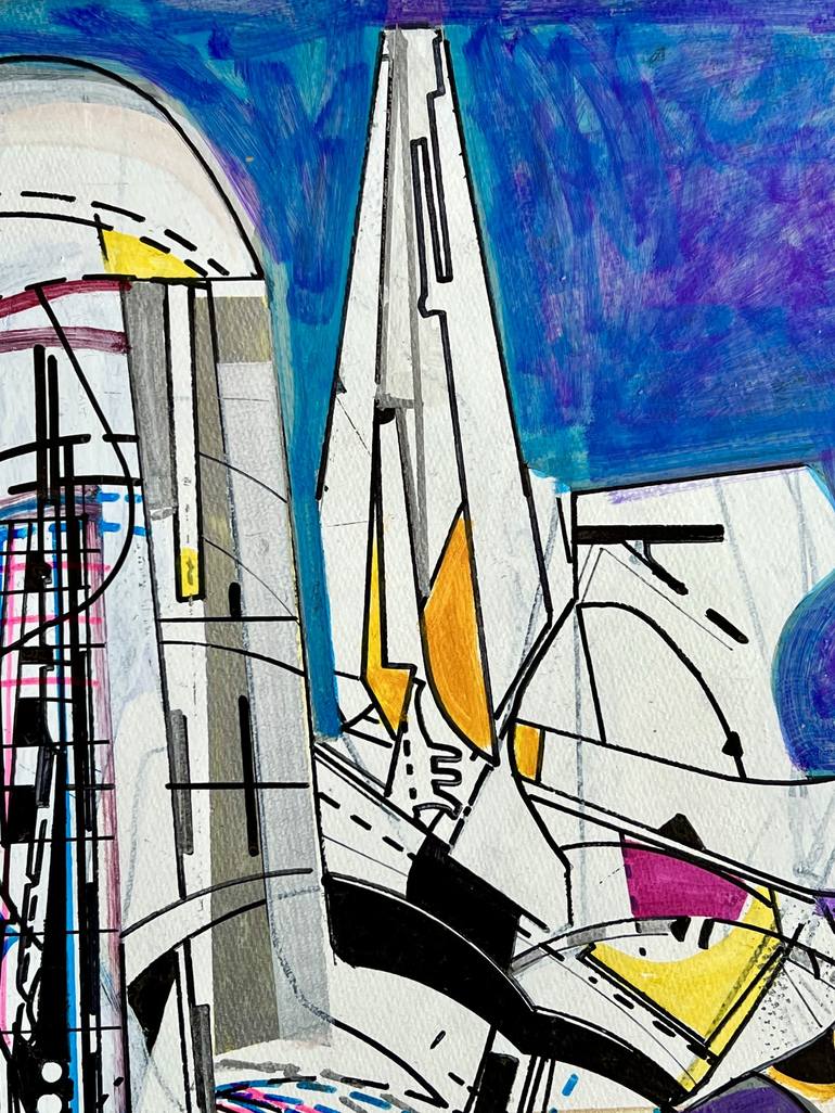 Original Abstract Architecture Drawing by Jim Harris