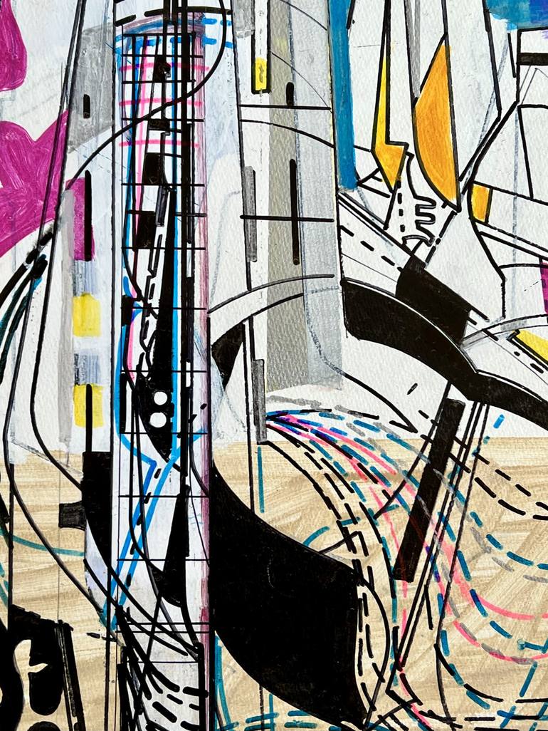 Original Abstract Architecture Drawing by Jim Harris