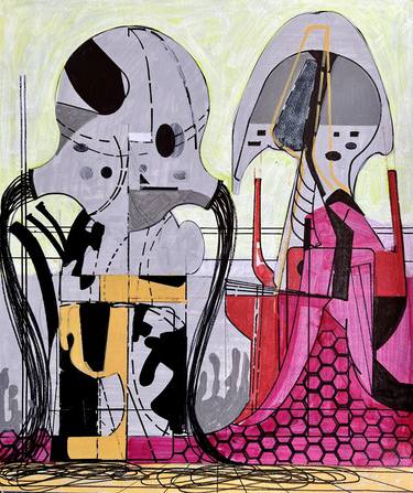 Original Abstract Architecture Drawing by Jim Harris