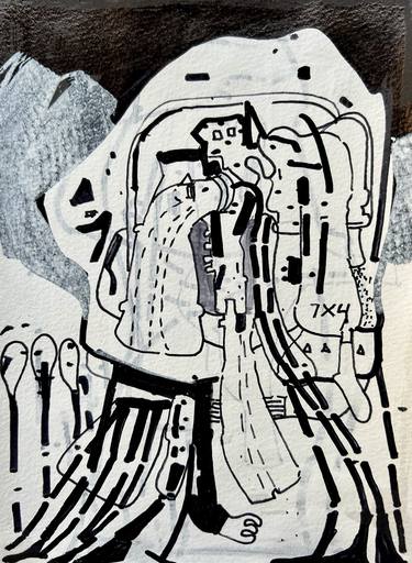 Original Abstract Outer Space Drawings by Jim Harris