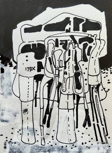 Original Abstract Outer Space Drawings by Jim Harris