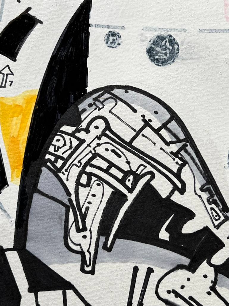 Original Abstract Outer Space Drawing by Jim Harris