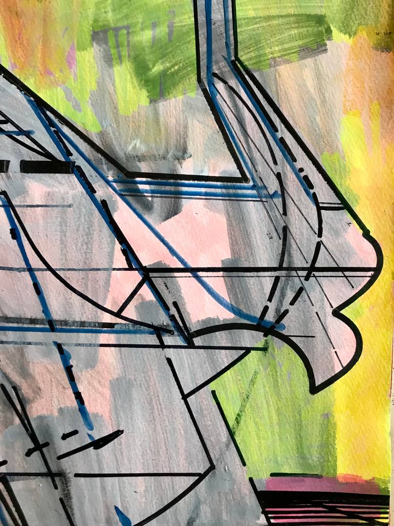 Original Abstract Architecture Drawing by Jim Harris