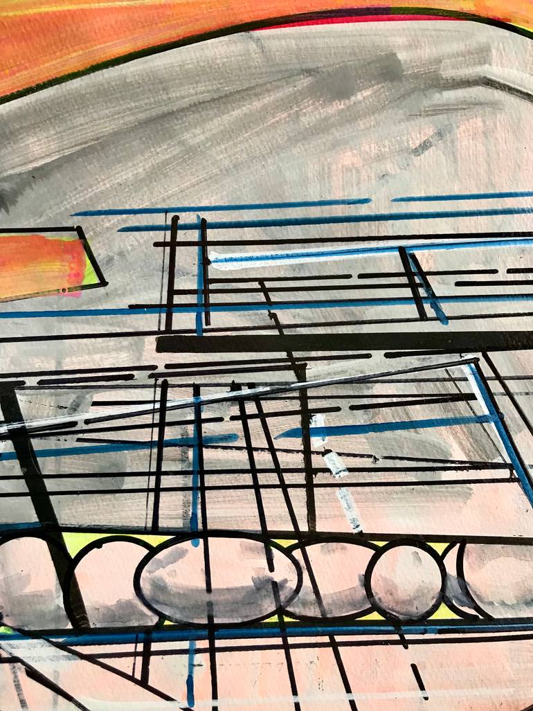 Original Abstract Architecture Drawing by Jim Harris