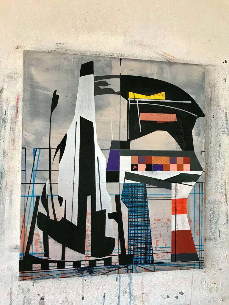 Original Abstract Architecture Painting by Jim Harris
