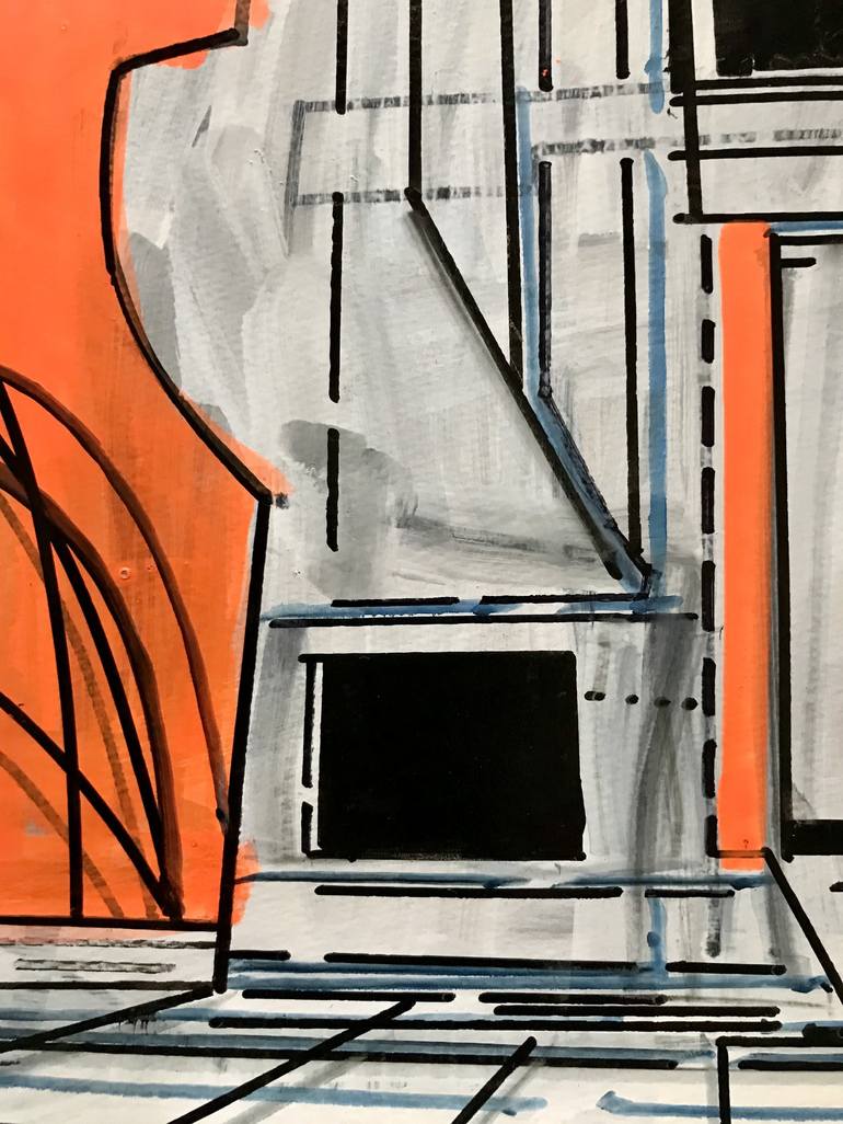 Original Abstract Architecture Drawing by Jim Harris