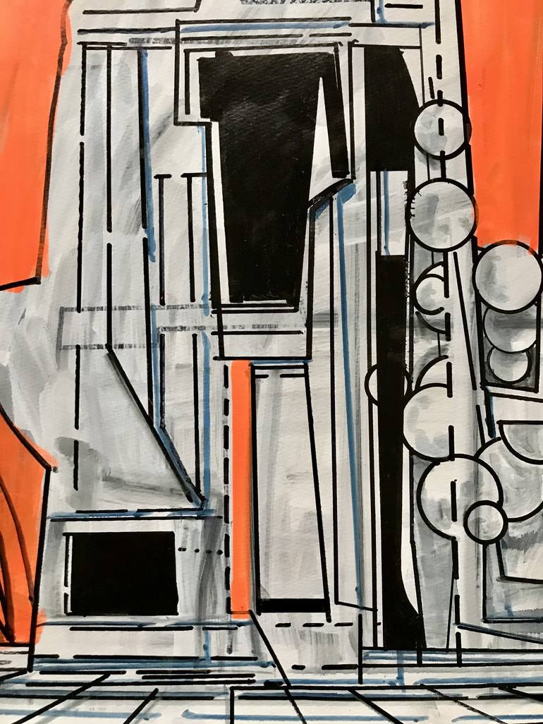 Original Abstract Architecture Drawing by Jim Harris