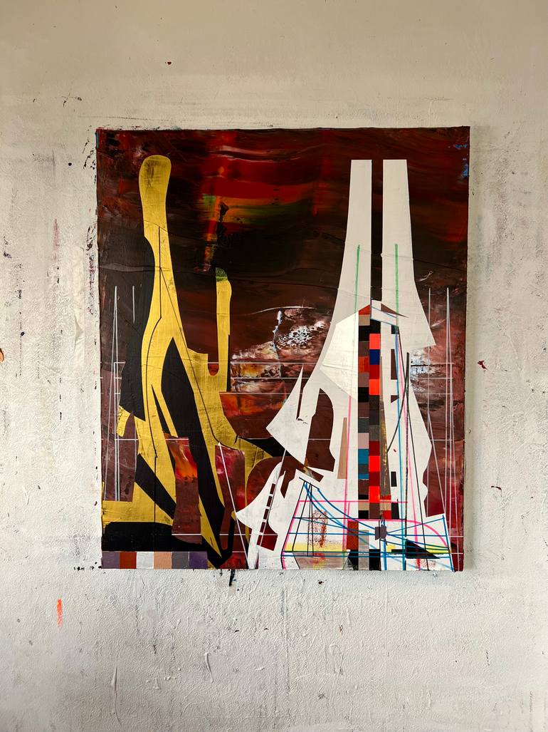 Original Abstract Expressionism Architecture Painting by Jim Harris