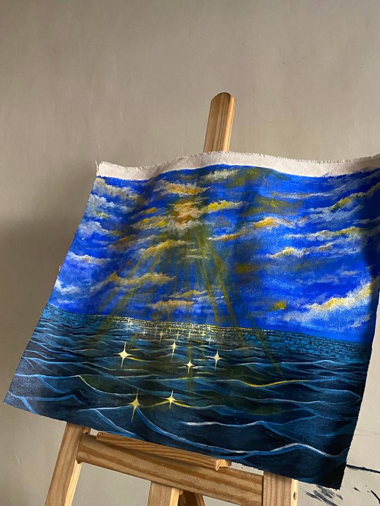 Original Landscape Painting by Cynthia Makena | Realism Art on Canvas | The sun on the sea.