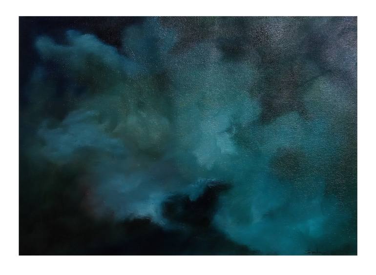 Original Abstract Painting by Sarbajit Dhar | Abstract Expressionism Art on Paper | Whispers of the Night Sky
