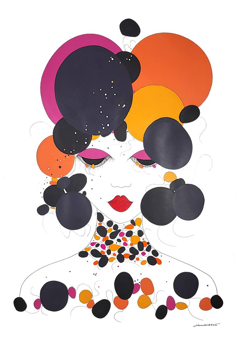 Original Abstract Painting by Alessandra Viottigilabert  Pop Art Art on Paper  POP Girl