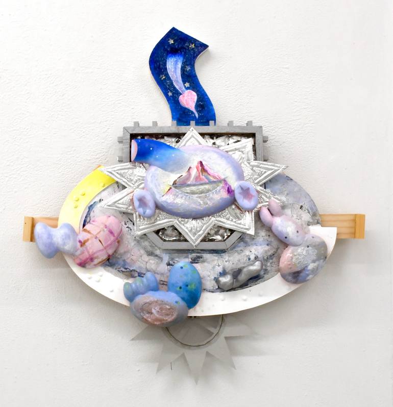 Original Family Mixed Media by Kanako Juno | Contemporary Art on Airbrush | A small glow in the night
