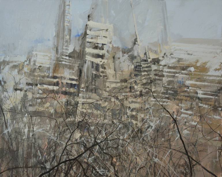 Original Architecture Painting by Rafal Podgorski | Abstract Expressionism Art on Canvas | The profit and capital