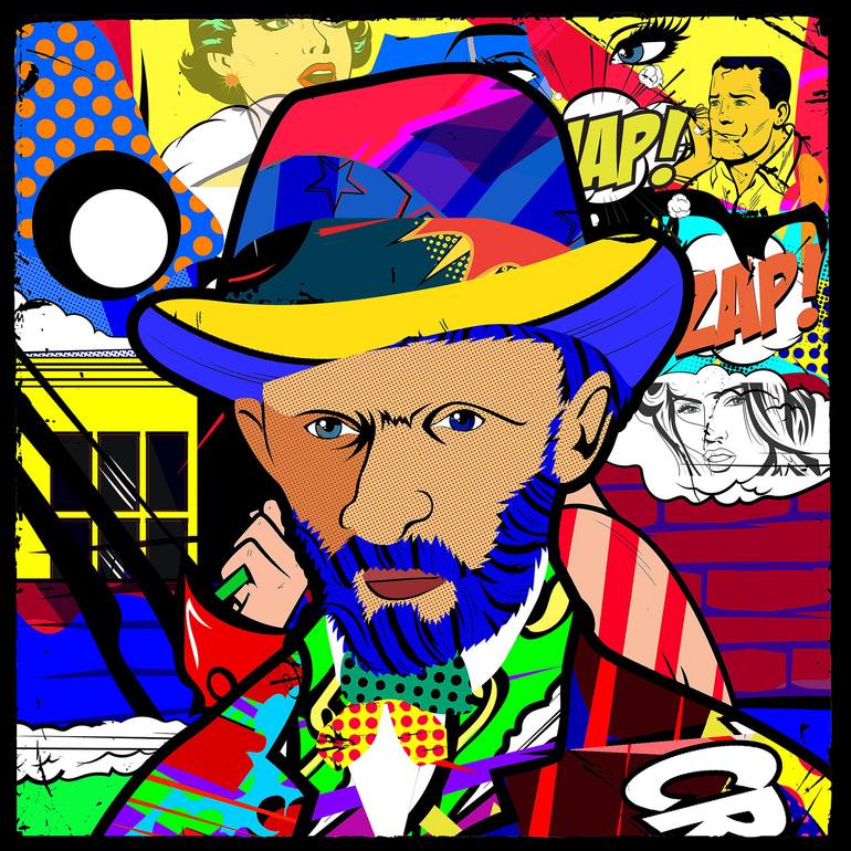 Original People Mixed Media by Agent X  Pop Art Art on Canvas  Van Go Pop 9  Original on Canvas