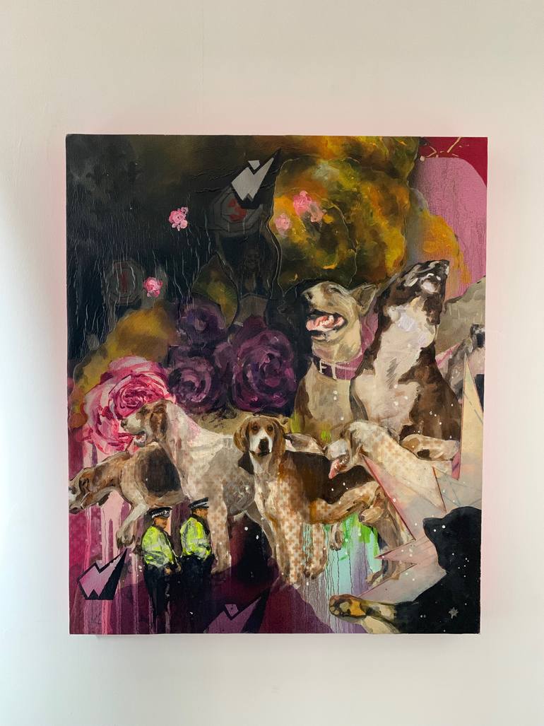 Original Figurative Dogs Painting by Tristram Aver