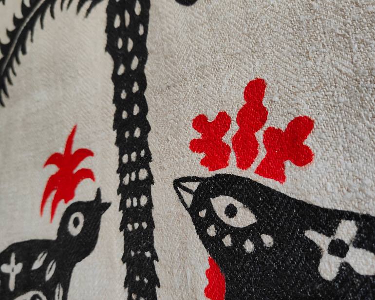 Original Folk Animal Mixed Media by Adriana Catarig