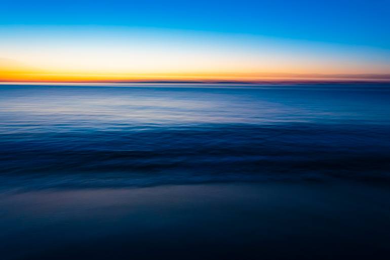 Original Sunset Photography by Rob Casey | Photorealism Art on Paper | Afterglow over the shore and Strait of Juan de Fuca