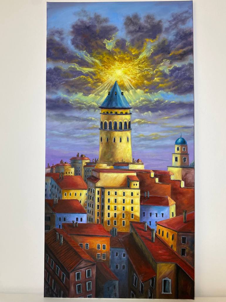 Original Landscape Painting by Maymona Alhamedi | Realism Art on Canvas | The tower of light