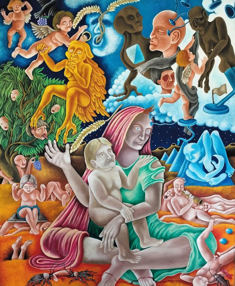 Original Symbolism Classical Mythology Painting by Karolina Radotic Klaric